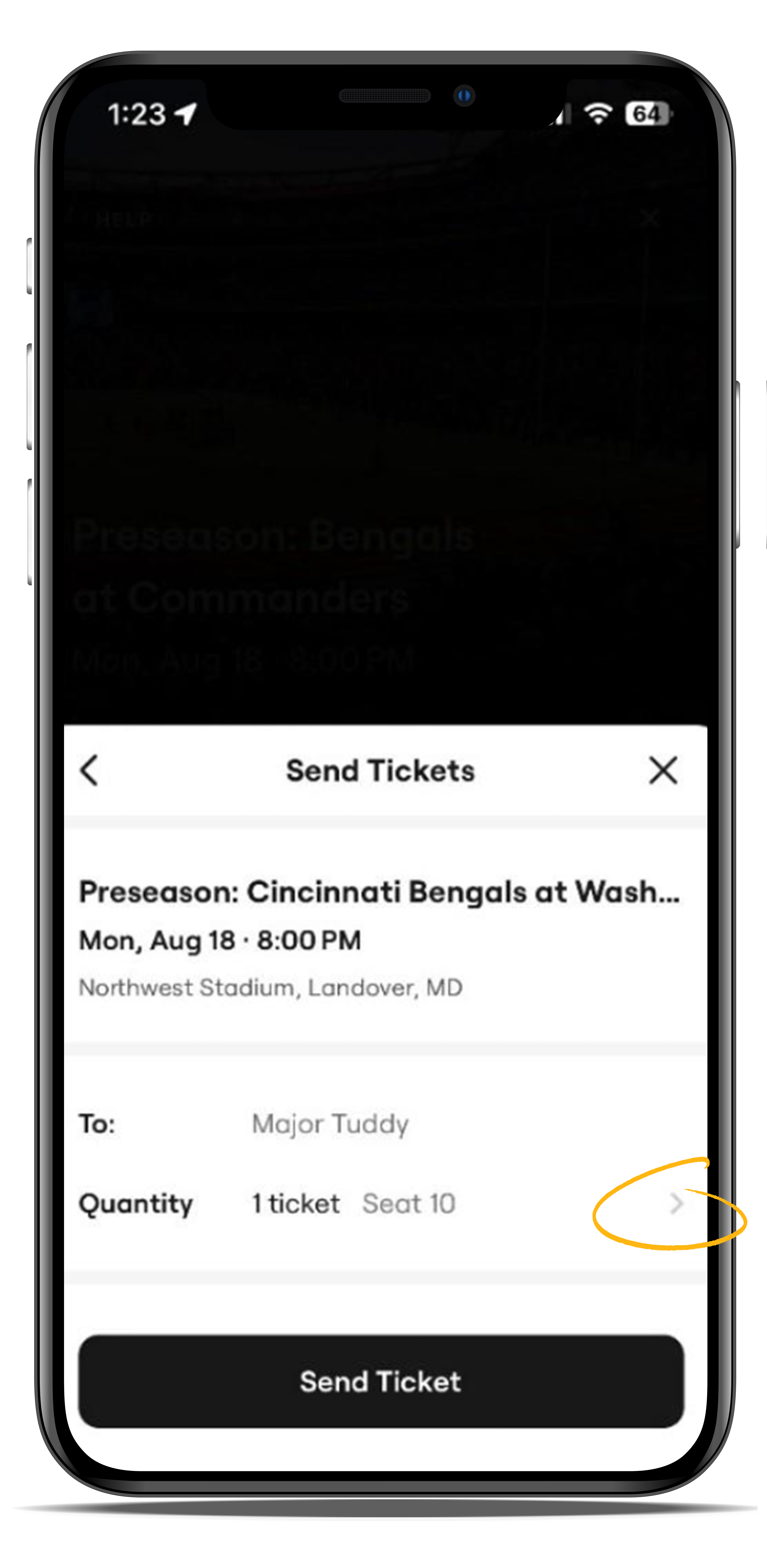 Sending tickets step 5