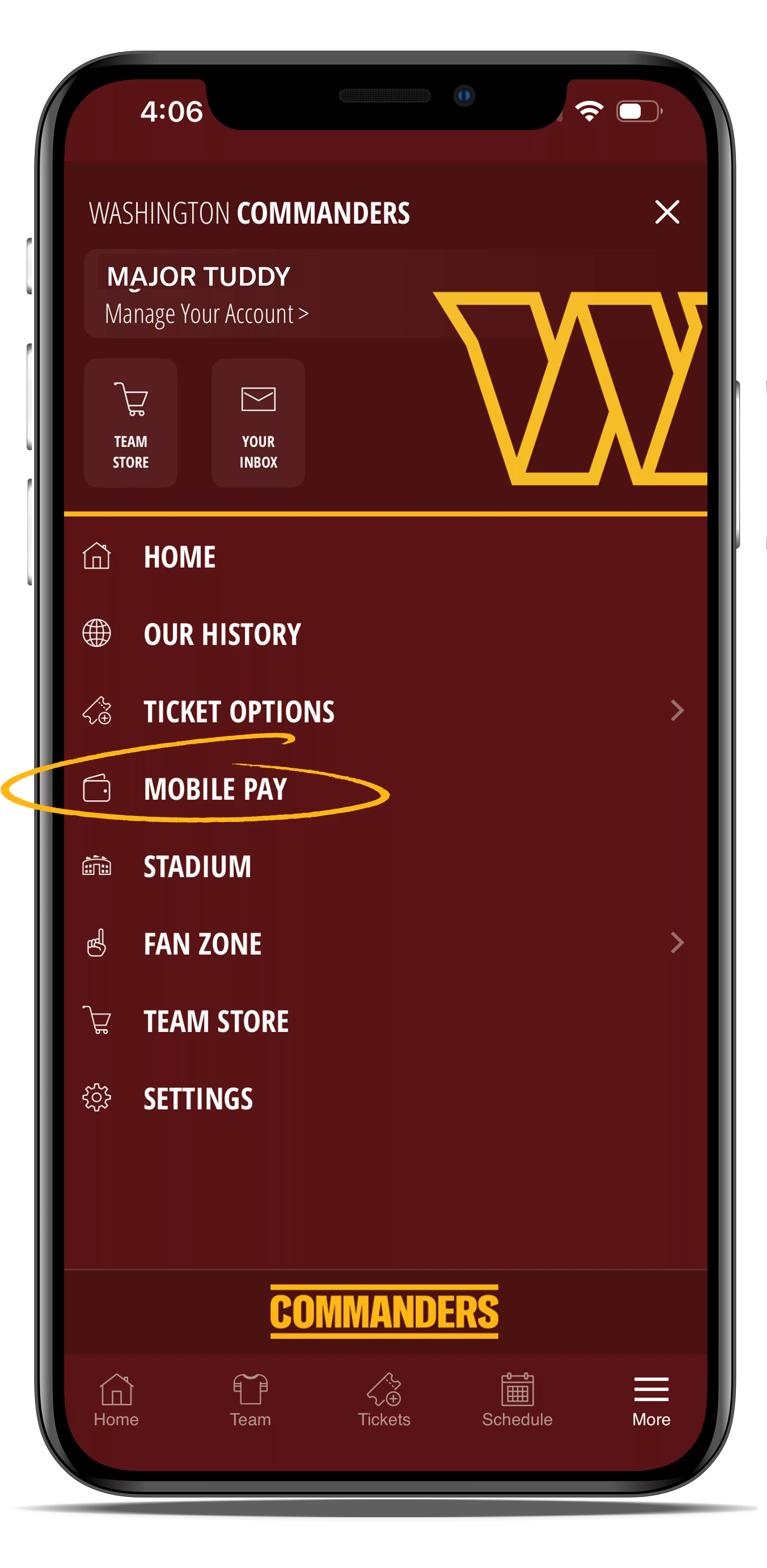 Commanders app for iPhone