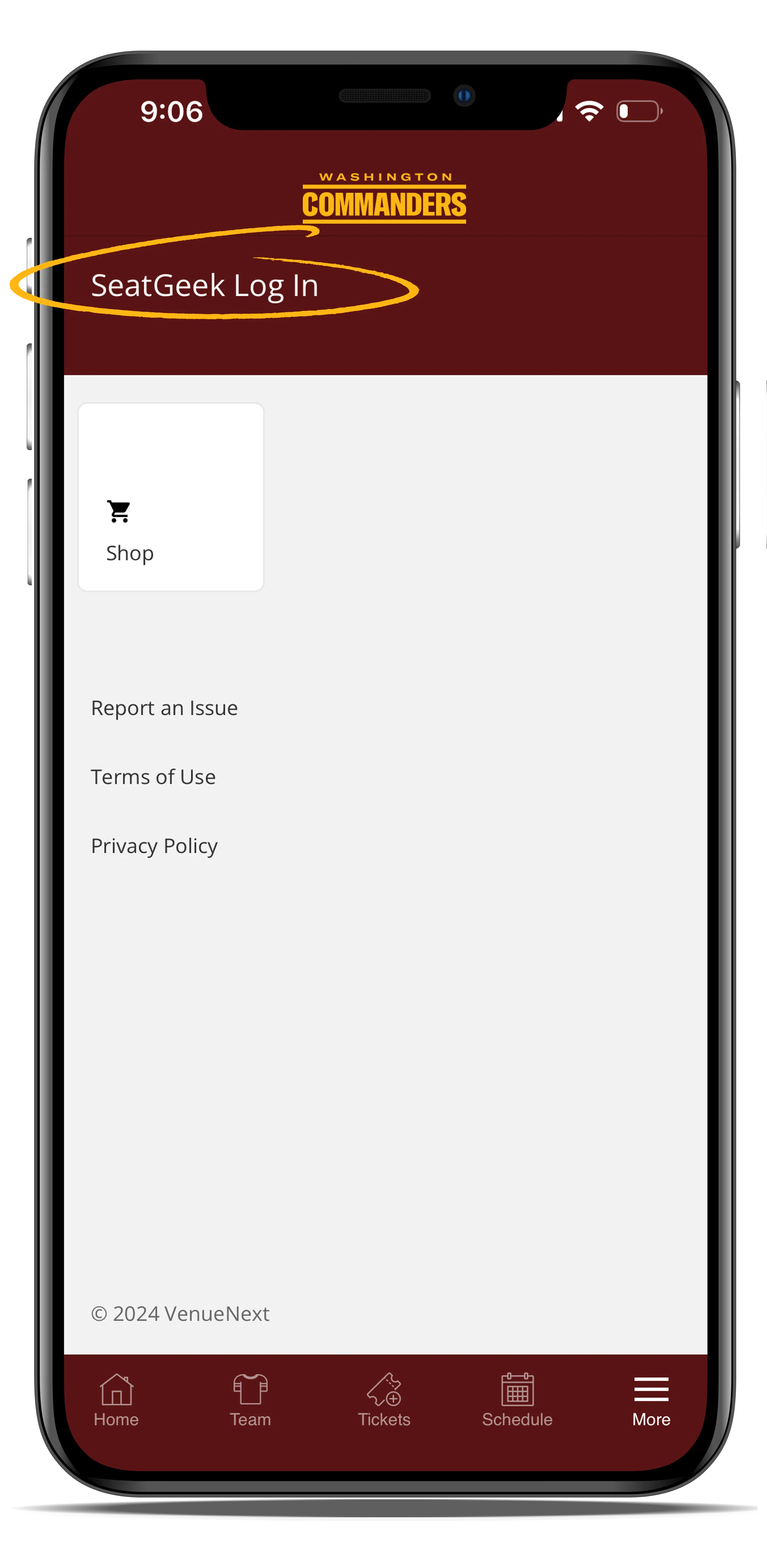 Commanders App on iPhone